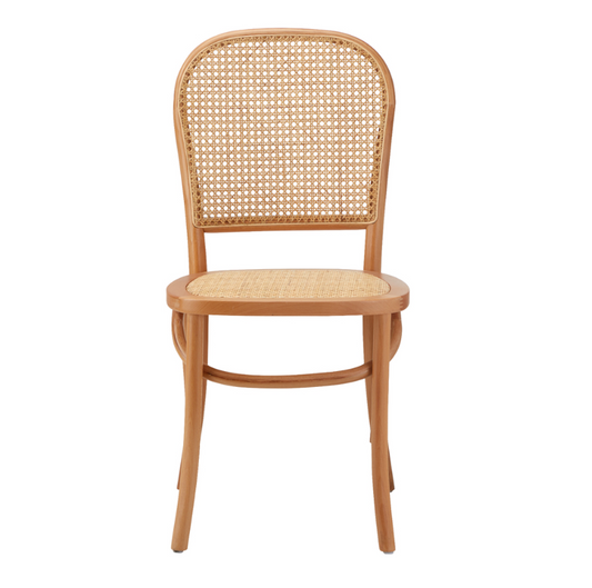 Riviera Wood Rattan Cafe Dining Chair - Natural - Set of Two