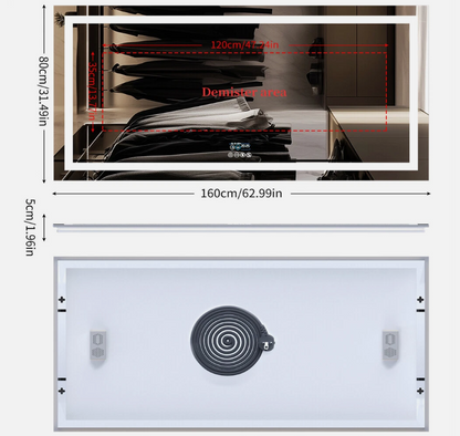160 x 80cm Rectangle Frameless LED Bathroom Mirror – Bluetooth