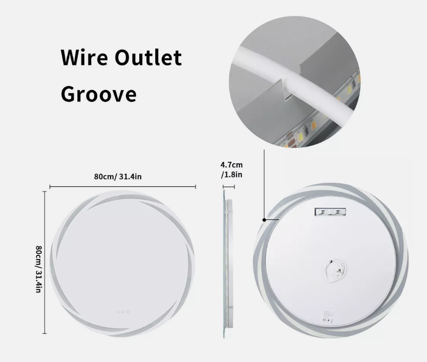 80cm Round Halo LED Bathroom Mirror