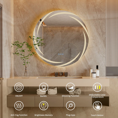 80cm Round Halo LED Bathroom Mirror
