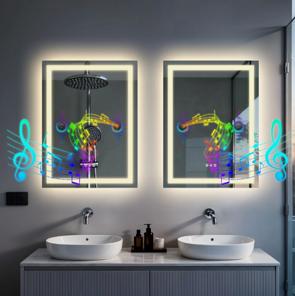 60 x 80cm Rectangle Frameless LED Bathroom Mirror – Bluetooth