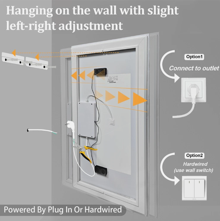 60 x 80cm Rectangle Frameless LED Bathroom Mirror – Bluetooth
