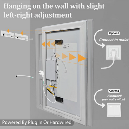 60 x 80cm Rectangle Frameless LED Bathroom Mirror – Bluetooth