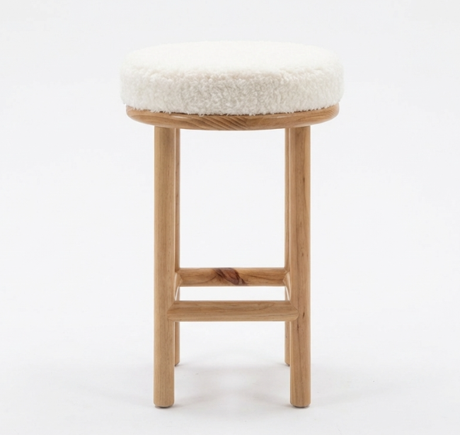 Oxford Wood Oak Bar Stool - Sheepskin