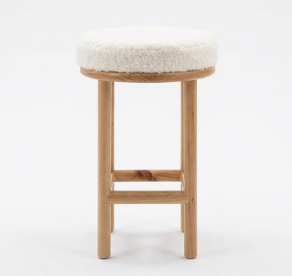 Oxford Wood Oak Bar Stool - Sheepskin