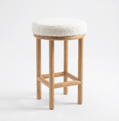 Oxford Wood Oak Bar Stool - Sheepskin