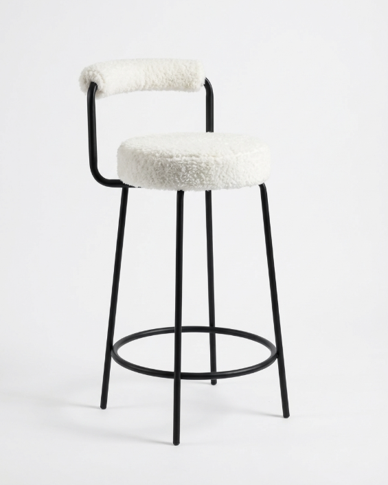 Calipo Sheepskin Bar Stool - White