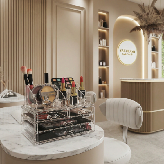 Acrylic Cosmetic Makeup Organiser Holder - Without Black Mesh Pad