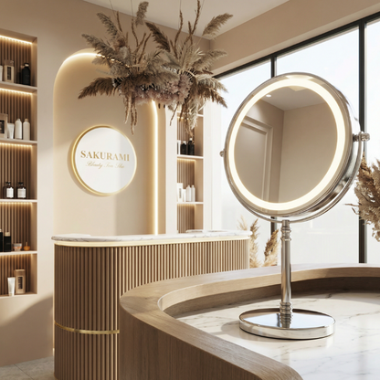 Small Face Makeup Mirror with LED Light