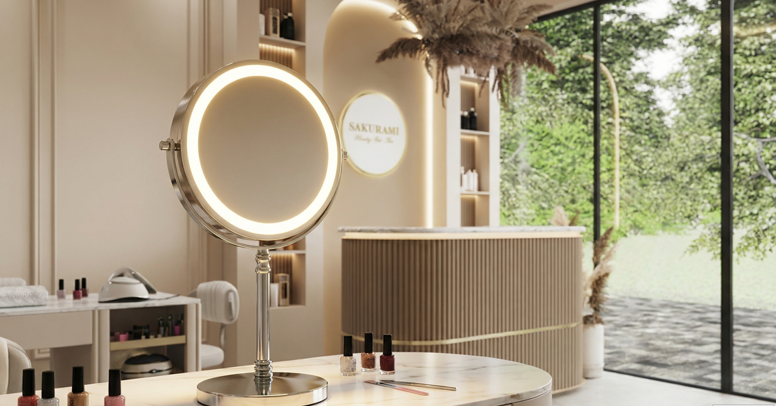 Small Face Makeup Mirror with LED Light