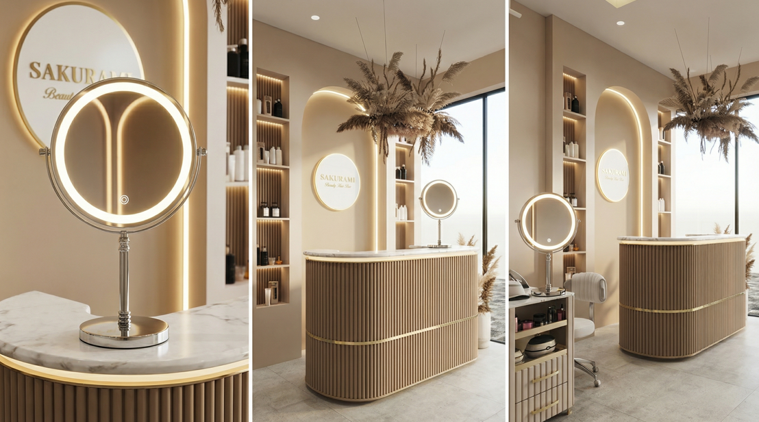 Small Face Makeup Mirror with LED Light