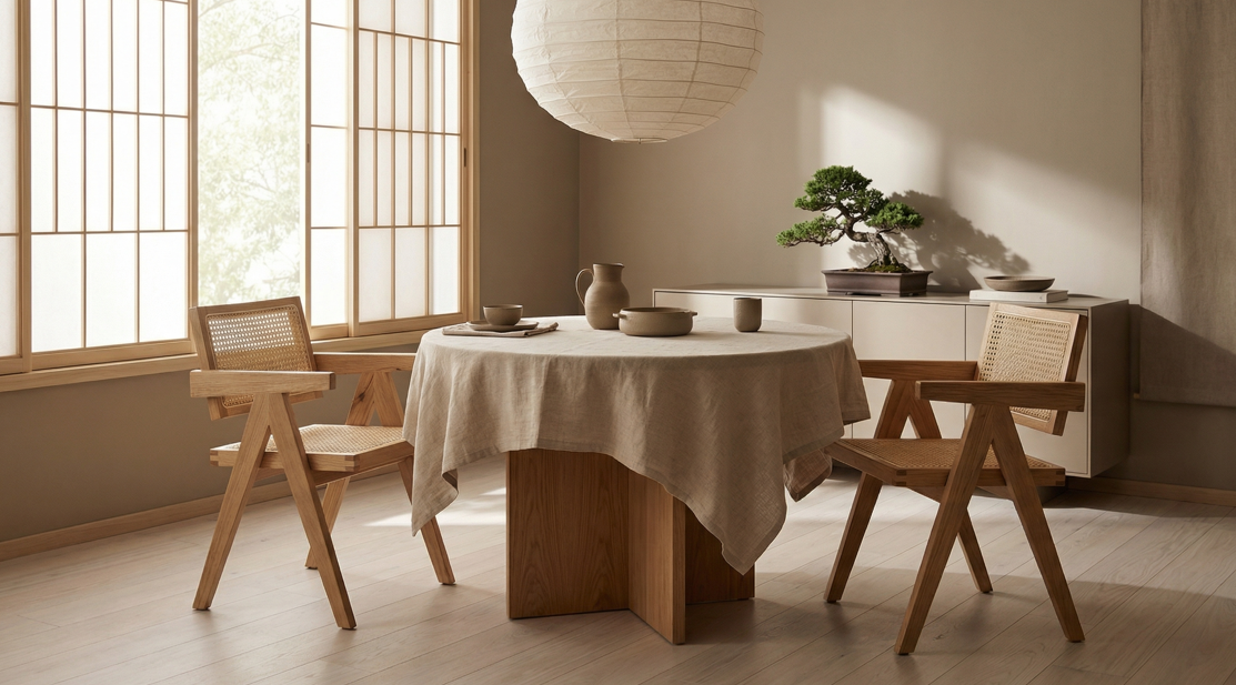 Eden Solid Wood Rattan Dining Chair - Natural - Set of Two
