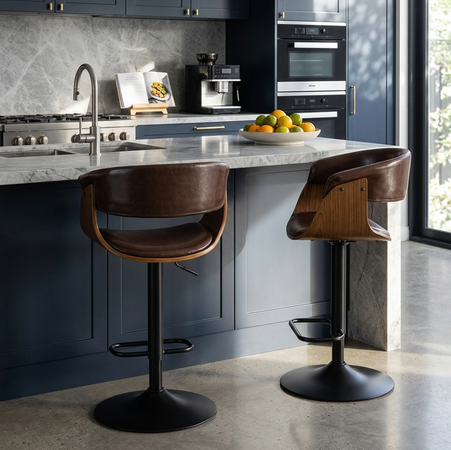 Brentwood Bar Stool - Black + Brown Set of Two