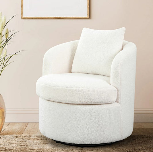 ALEXA SWIVEL BOUCLE CHAIR - WHITE