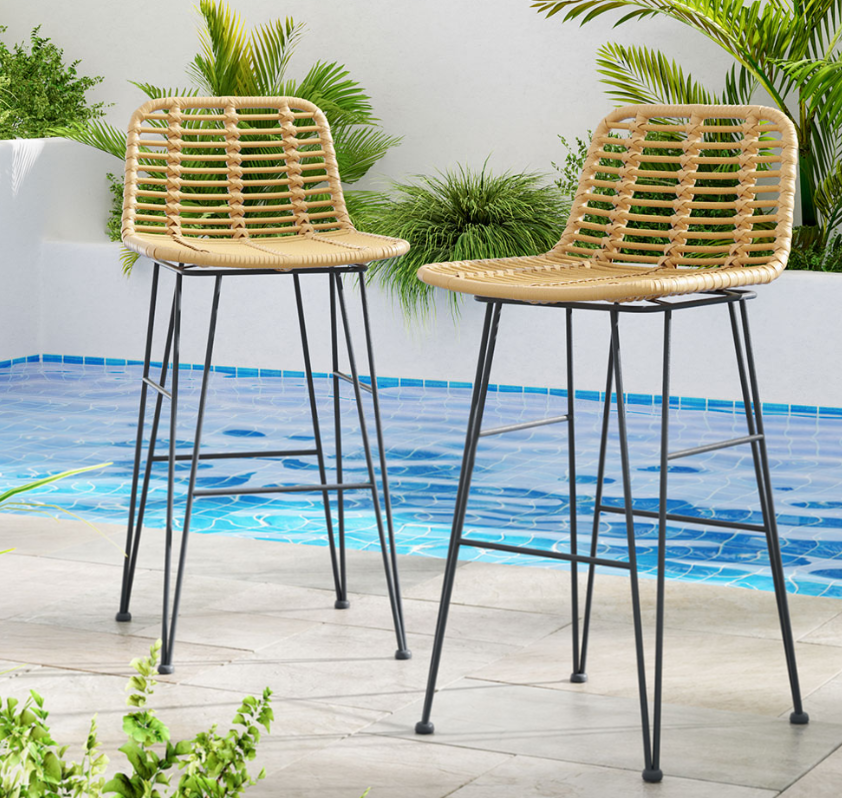 Urban Wicker Bar Stool - Set of Two - Natural