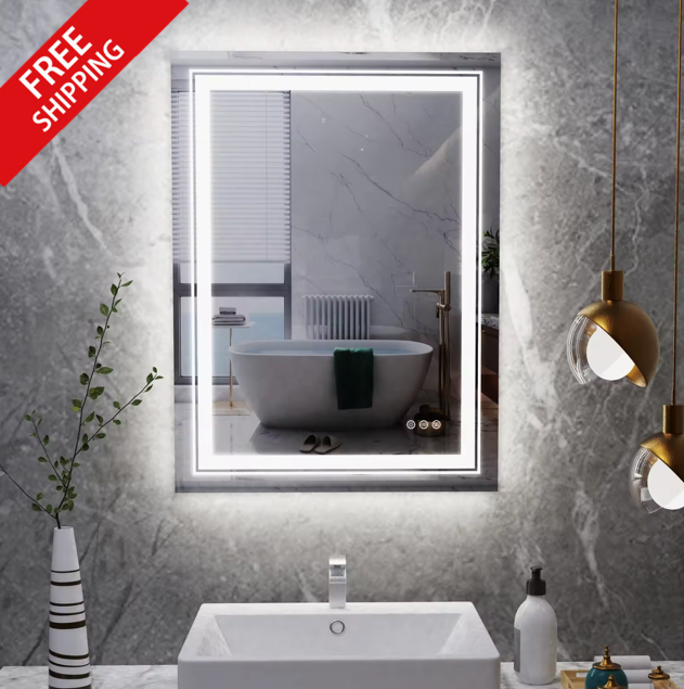 70 x 90cm Rectangle Frameless LED Bathroom Mirror – LED illuminated bathroom mirror by Interior Ave
