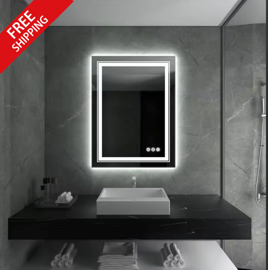 50 x 70cm Rectangle Frameless LED Bathroom Mirror