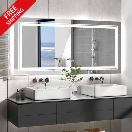 120 x 60cm Rectangle Frameless LED Bathroom Mirror / Bluetooth