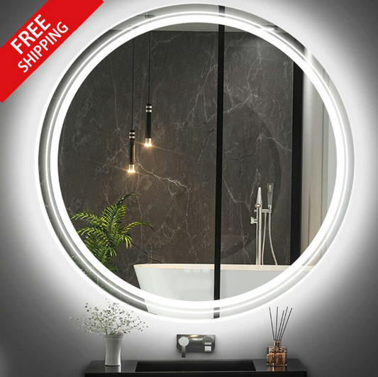 90cm Round Frameless LED Bathroom Mirror – LED illuminated bathroom mirror by Interior Ave