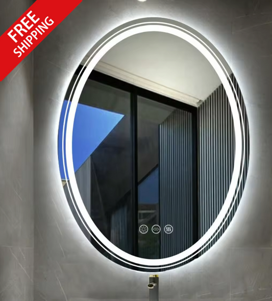 50 x 70cm Oval Frameless LED Bathroom Mirror – LED illuminated bathroom mirror by Interior Ave