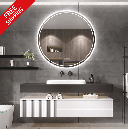 60cm Round Frameless LED Bathroom Mirror – LED illuminated bathroom mirror by Interior Ave