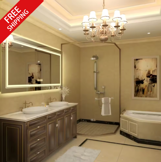 140 x 70cm Rectangle Frameless LED Bathroom Mirror – LED illuminated bathroom mirror by Interior Ave