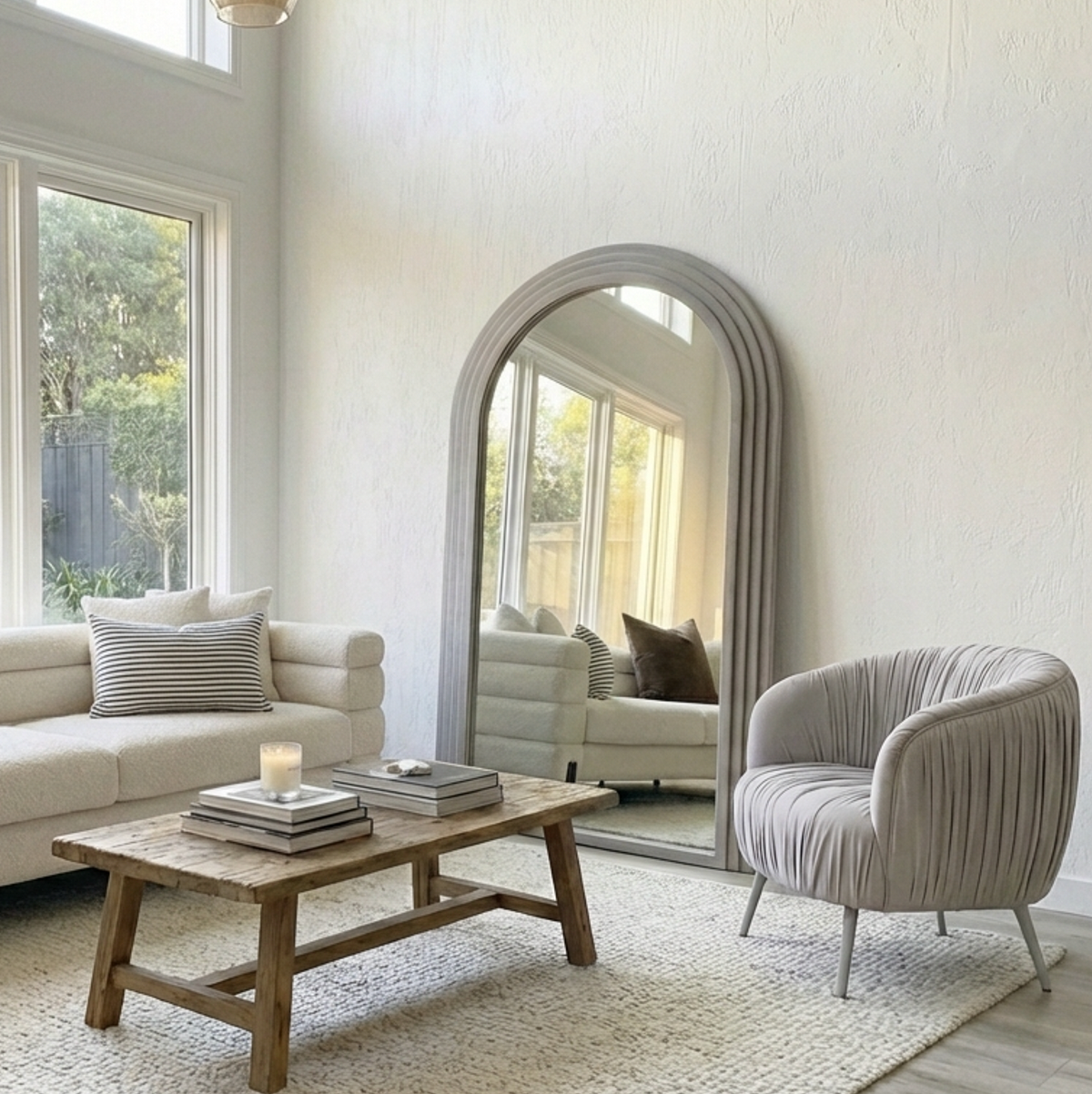 Sierra Arched Step Mirror — Full Length Concrete Frame | Statement Mirror