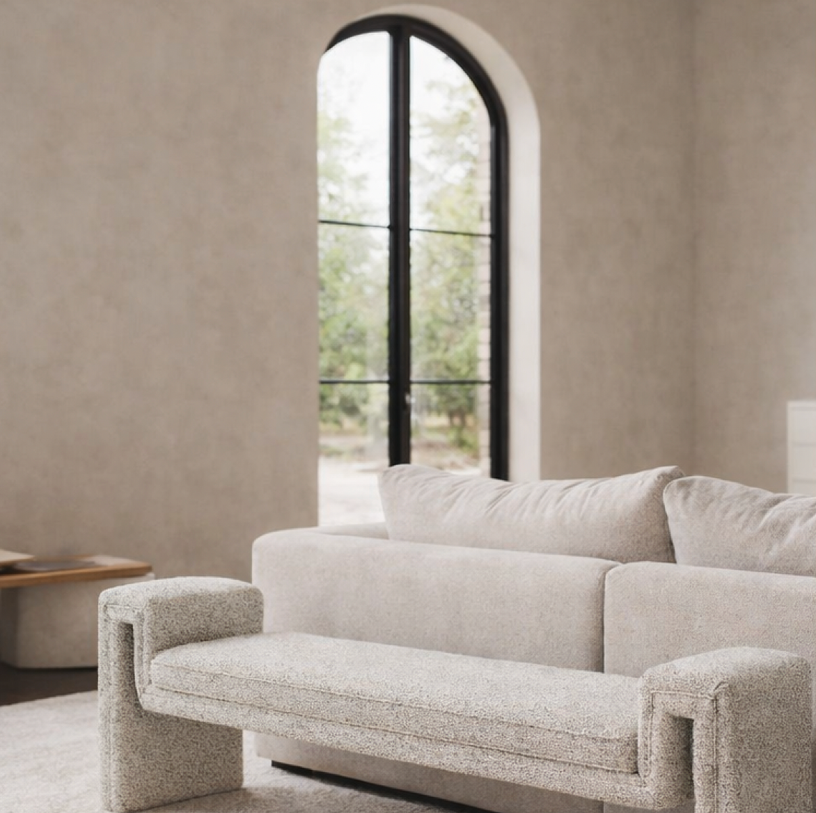 Solace Tweed Bench - Frosted Grey