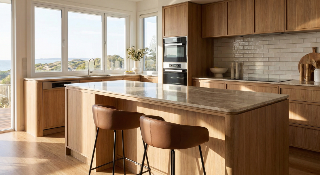 Tribeca Bar Stool - Brown Leather Modern Bar Stool by Interior Ave