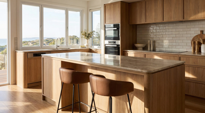 Tribeca Bar Stool - Brown Leather Modern Bar Stool by Interior Ave