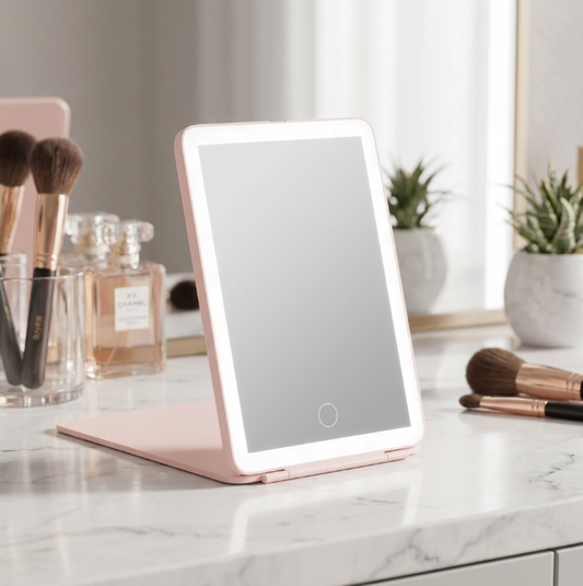Compact Travel Makeup Mirror - Pink