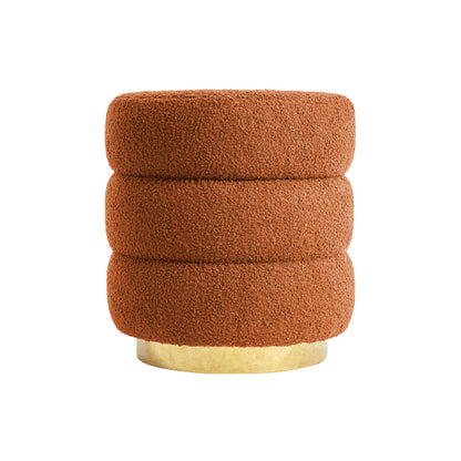 Calista Round Teddy Ottoman -Terracota – modern ottoman or footstool by Interior Ave