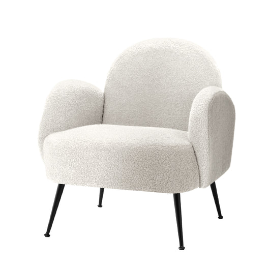 EBONY BOUCLE OCCASIONAL CHAIR - WHITE