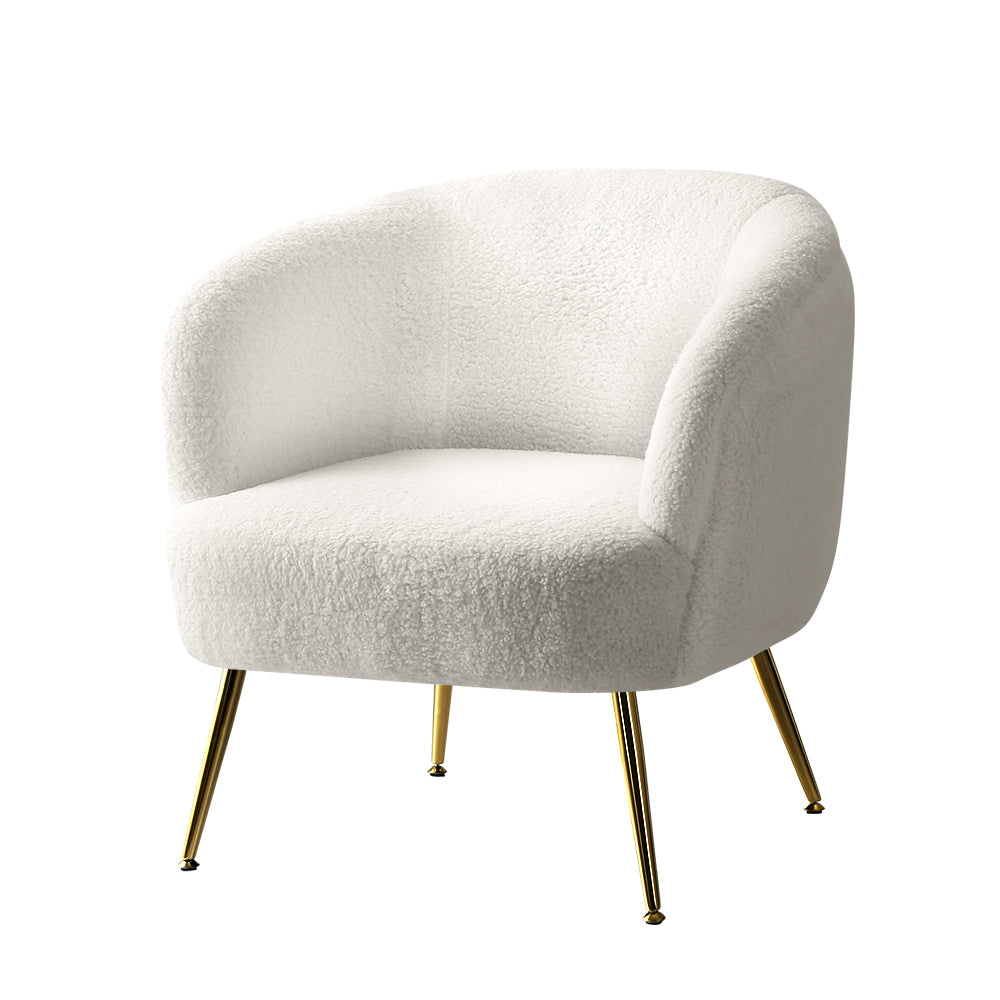 White Sherpa Boucle Accent Chair