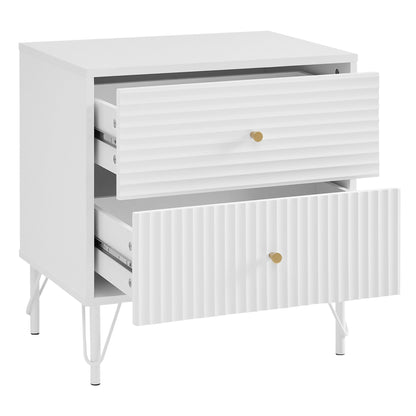 Milan Two Drawer Bedside Table - White