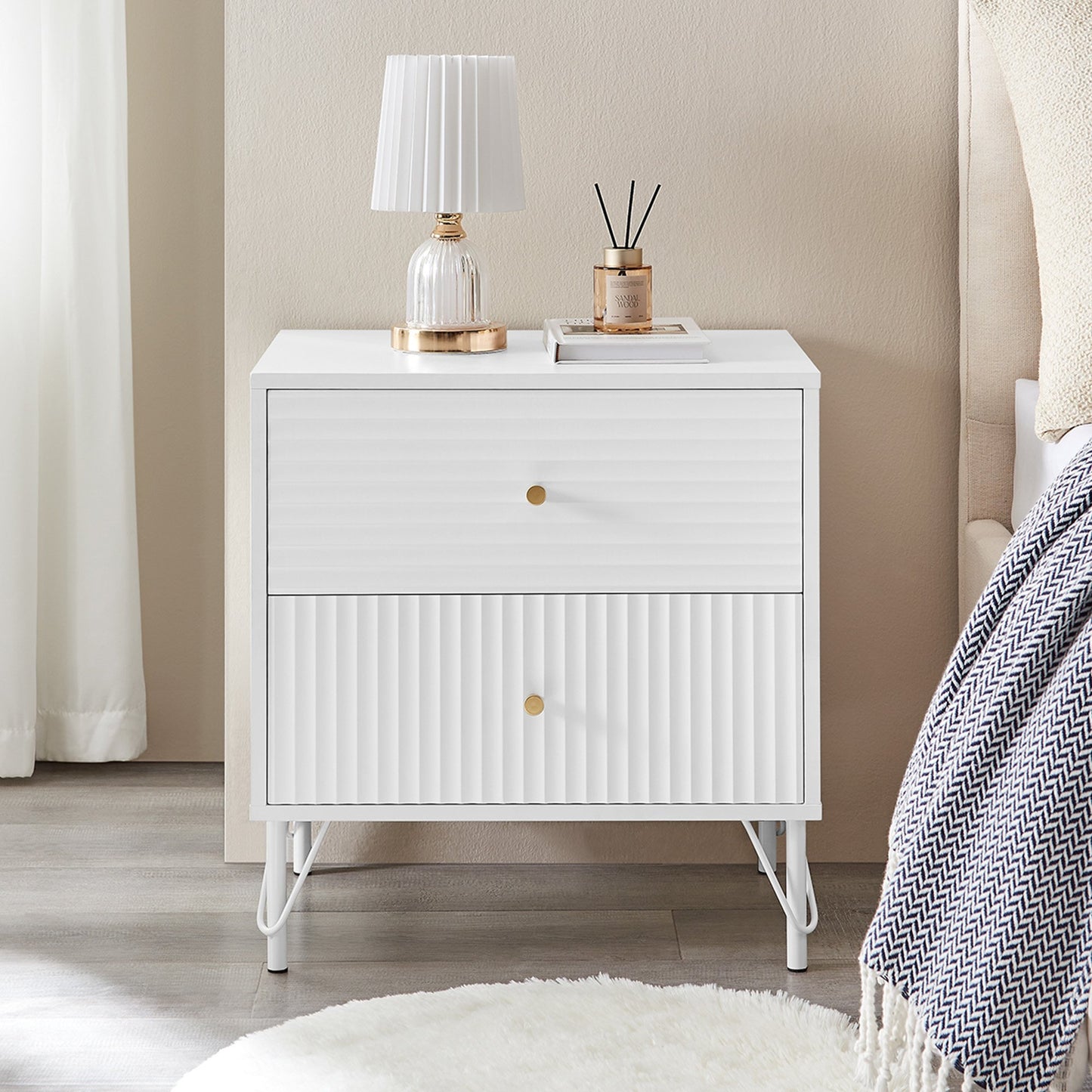 MILAN TWO DRAWER BEDSIDE - WHITE