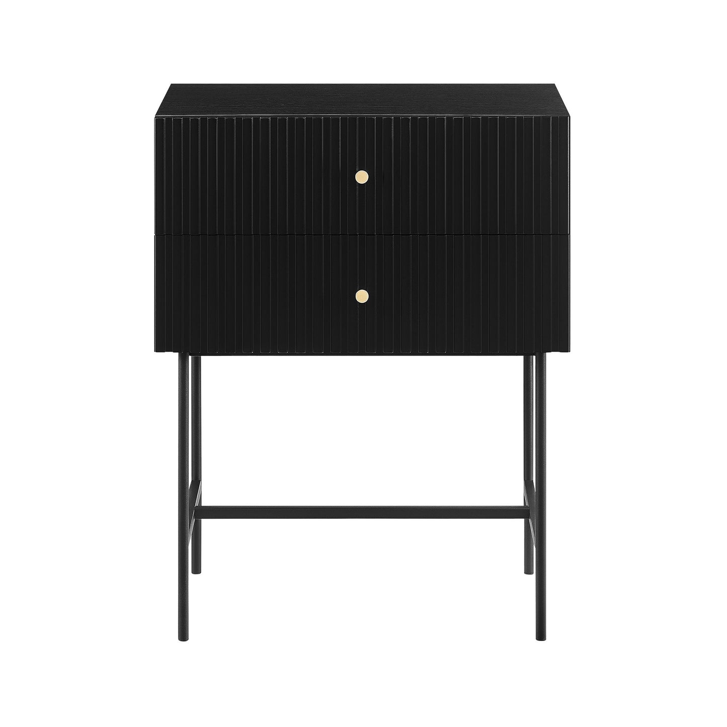 TWO DRAWER FLUTED BEDSIDE - BLACK