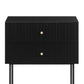 TWO DRAWER FLUTED BEDSIDE - BLACK