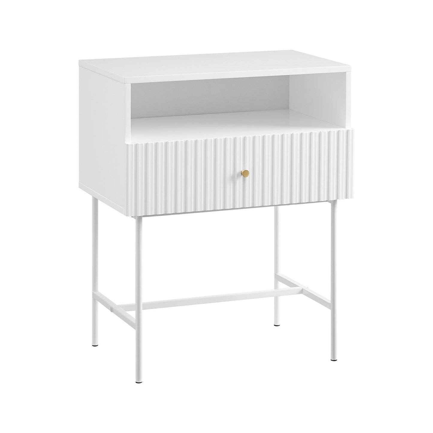 FLUTED BEDSIDE - WHITE