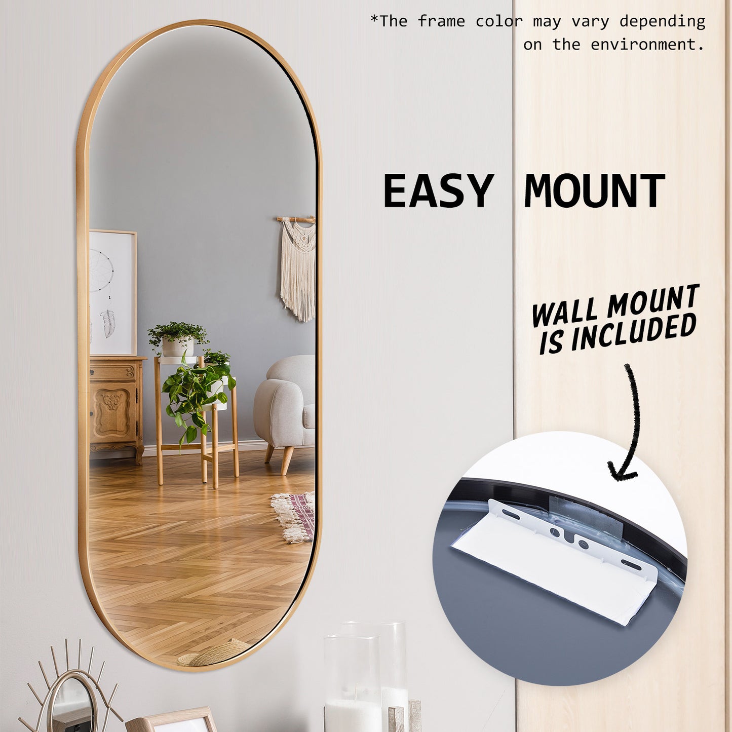 GOLD OVAL BATHROOM MIRROR - TWO SET