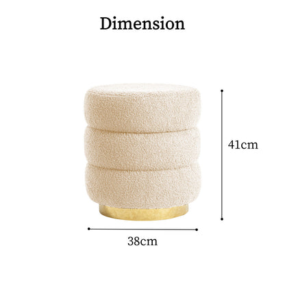 Calista Round Teddy Ottoman - Beige – modern ottoman or footstool by Interior Ave