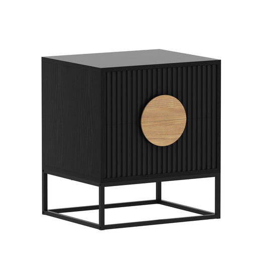 BELLA FLUTED BEDSIDE - BLACK