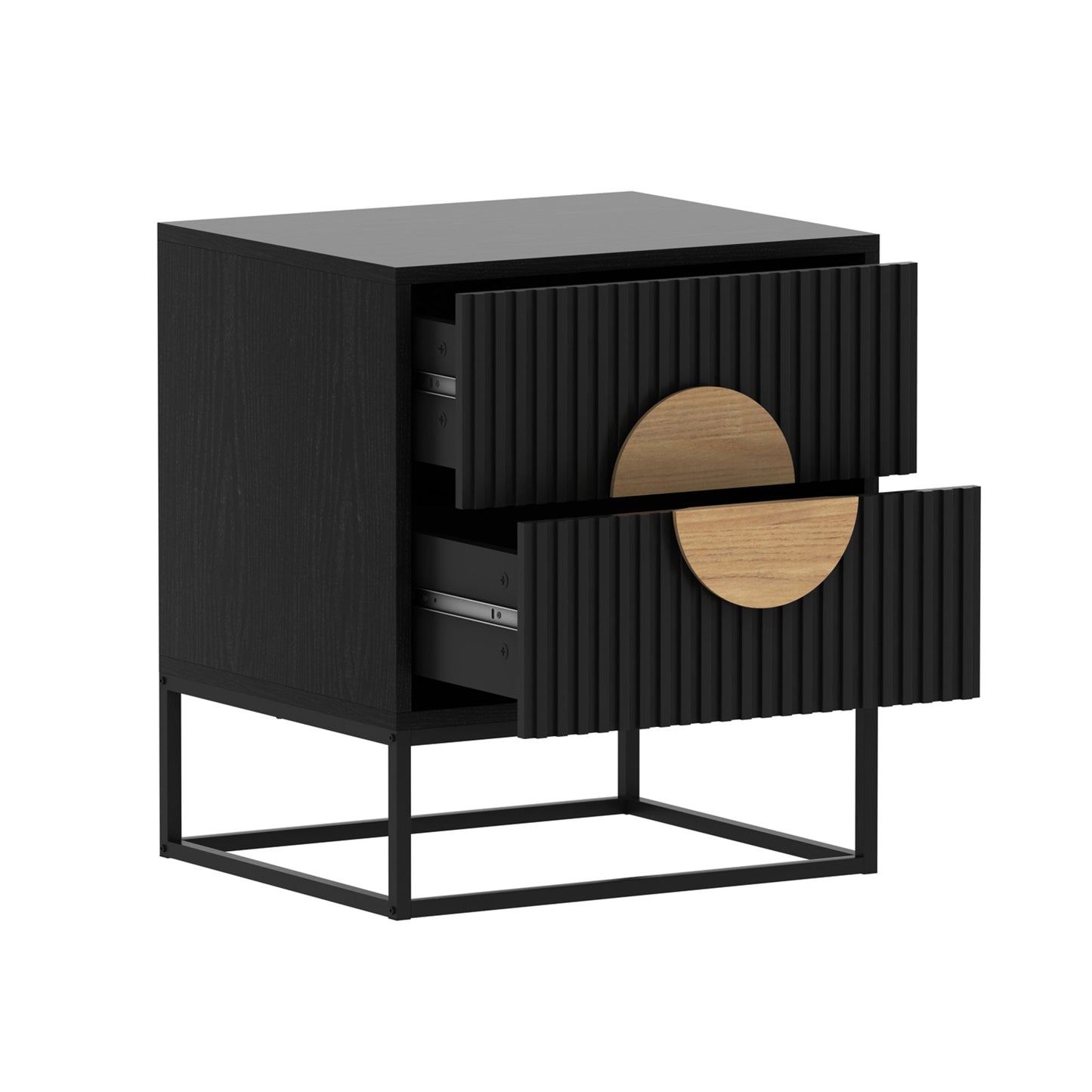 BELLA FLUTED BEDSIDE - BLACK