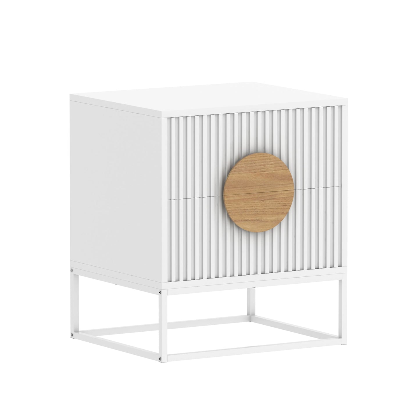 BELLA FLUTED BEDSIDE - WHITE