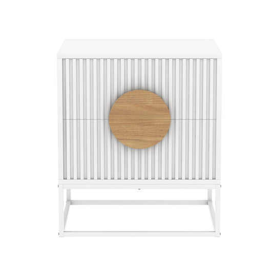 BELLA FLUTED BEDSIDE - WHITE