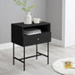 FLUTED BEDSIDE - BLACK