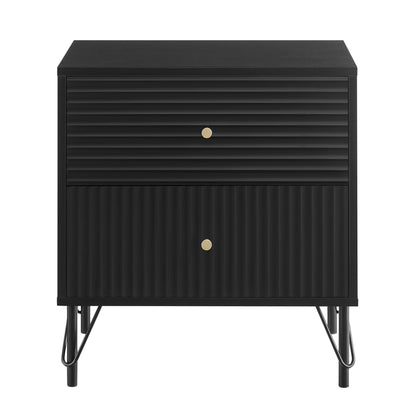 Milan Two Drawer Bedside Table - Black