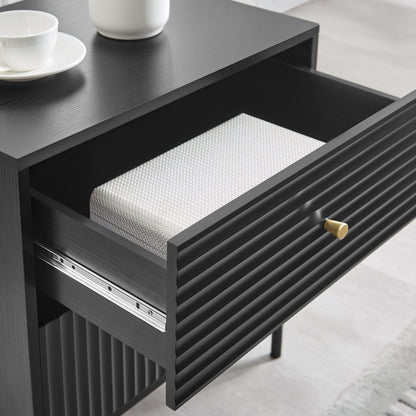 Milan Two Drawer Bedside Table - Black