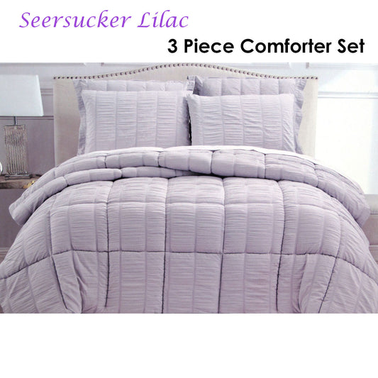 Lilac Hotel Living 3 Piece Seersucker Comforter Set - Queen