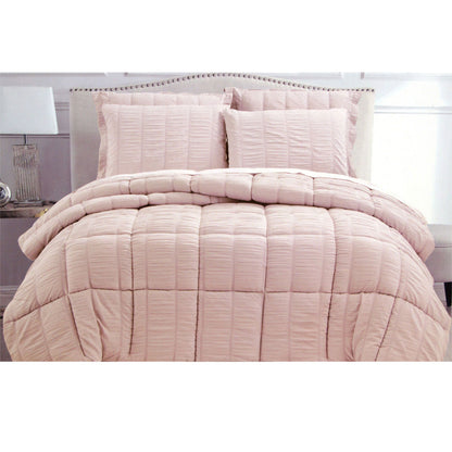 Light Pink Seersucker Comforter Set - Queen – premium furniture by Interior Ave